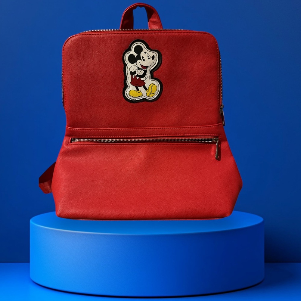 EUC Disney Red and Black Faux Leather Backpack